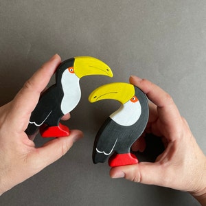 Simple design wooden toucans birds animals toys figurines toddler image 10