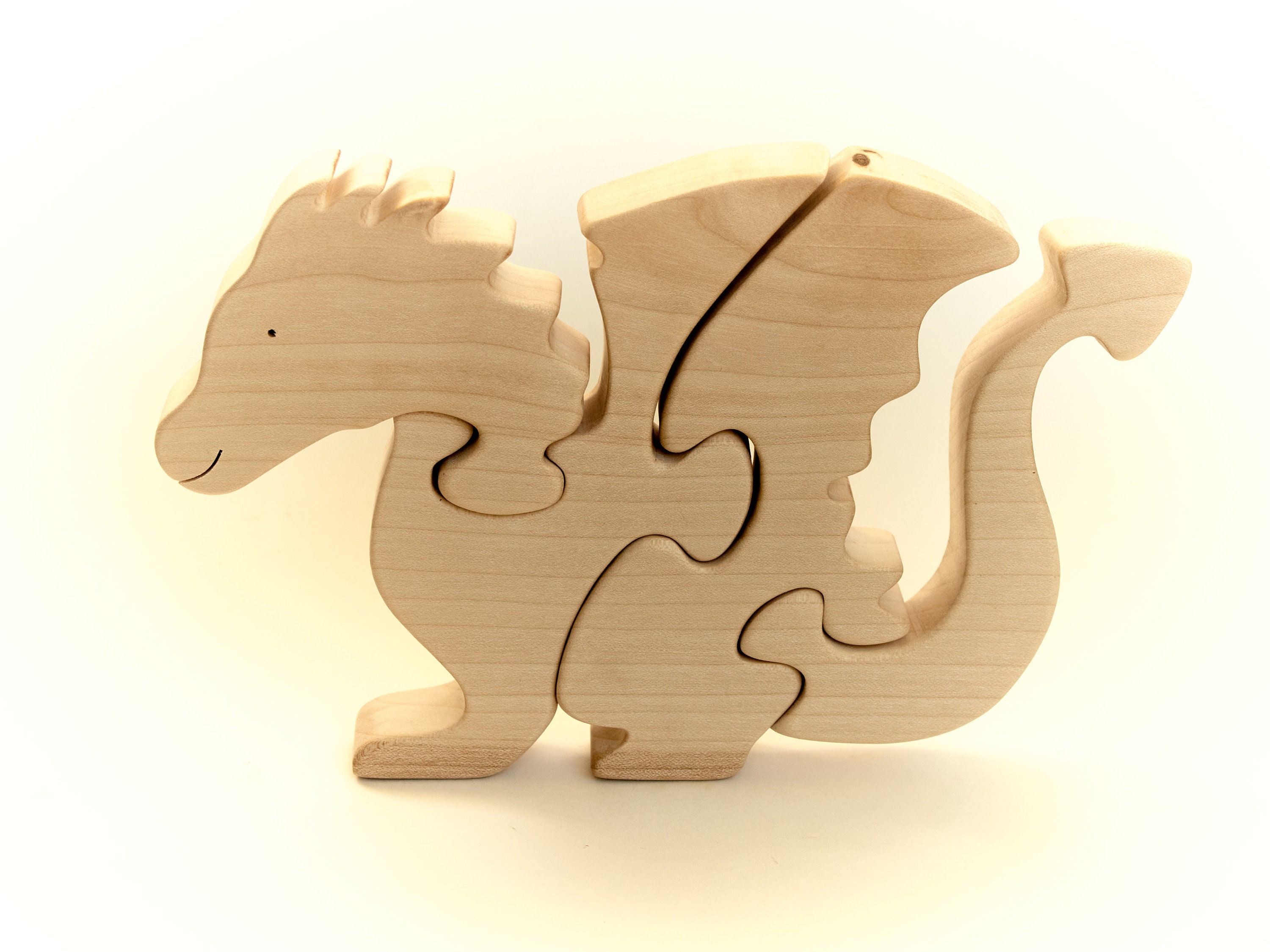 Wooden Puzzle Dragon Organic Toy for Baby | Etsy