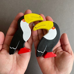 Simple design wooden toucans birds animals toys figurines toddler image 9