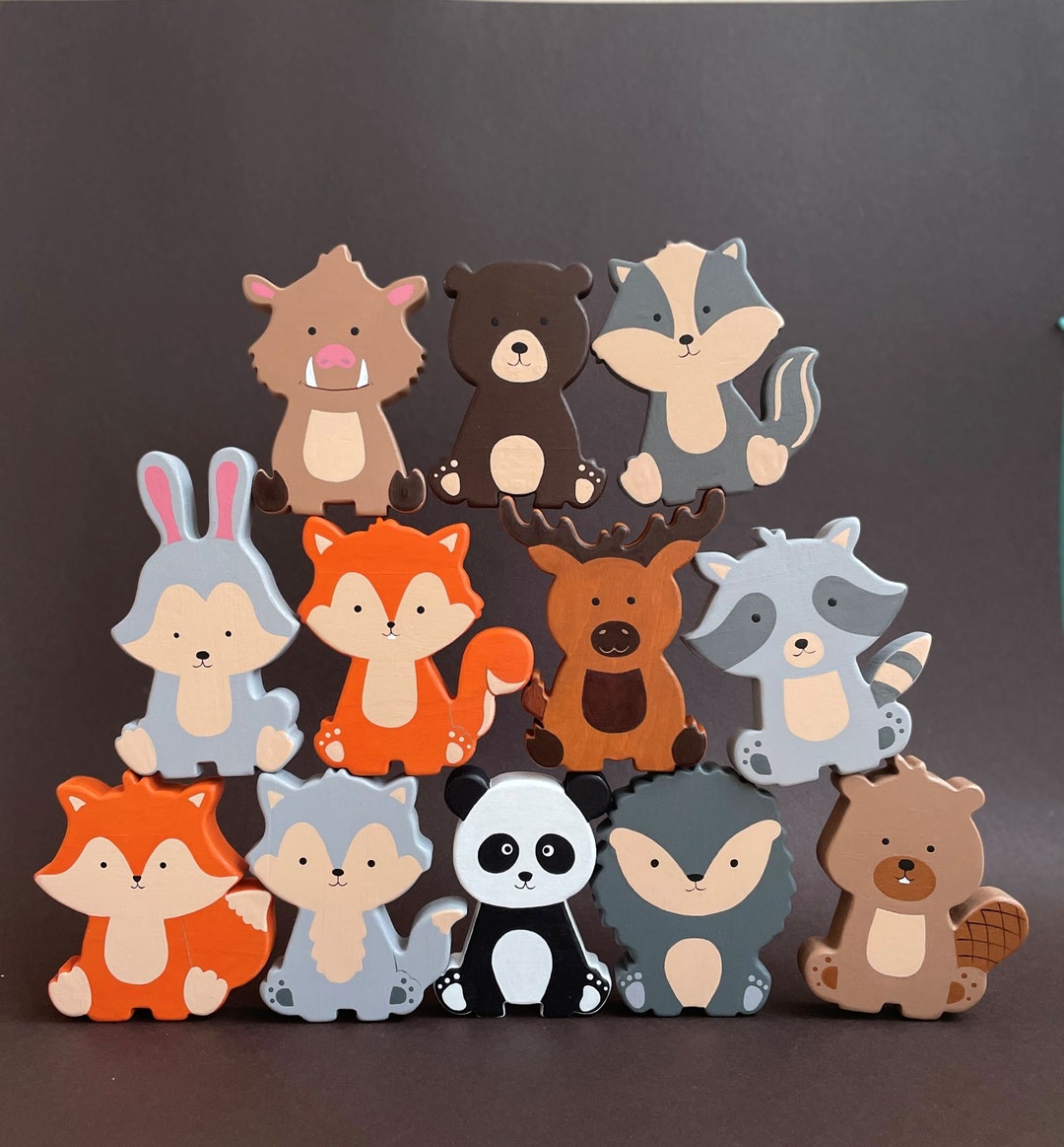 Wooden Educational Woodland Animals Toys Figurines Toddler - Etsy