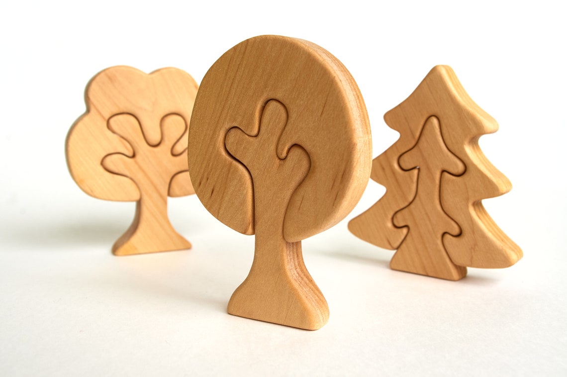 Wooden set of trees Wooden toys Organic toys Etsy