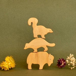 Easy design wooden woodland North American animals toys figurines toys image 2