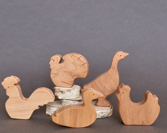 Preschool educational toys, wooden farm country birds toys, wooden woodland animals toys, birthday gift baby