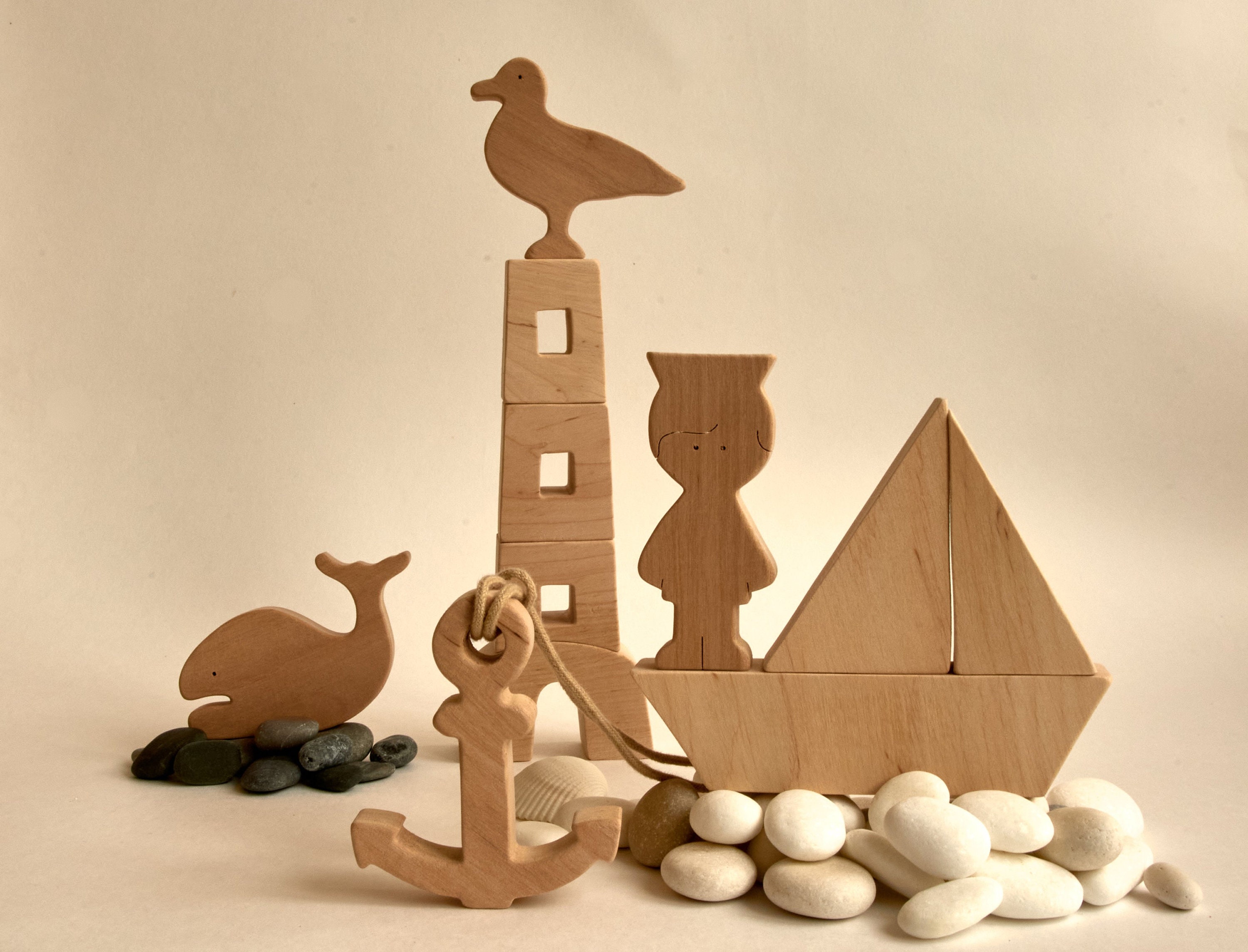 Wooden Marine Set Wooden Toys Organic Toys for Baby Etsy