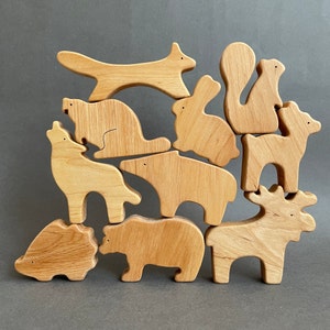 Wooden woodland forest animals toys figurines gift toddler