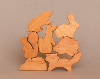 Wooden forest woodland animals toys figurines baby