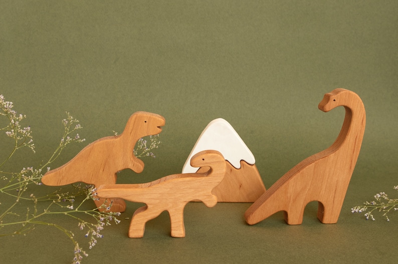 Early childhood wooden dinosaurs animals toys figurines toddler image 8
