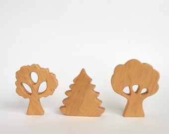 Minimalist design wooden trees toys figurines baby