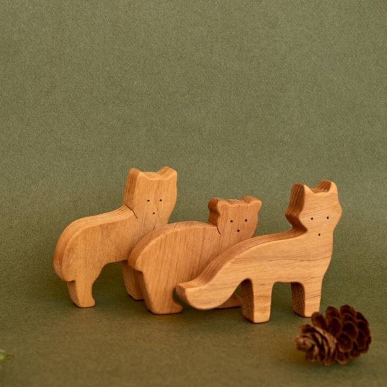 Cute open-ended plays wooden woodland forest animals toys toddler image 4