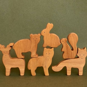 Cute open-ended plays wooden woodland forest animals toys toddler image 1