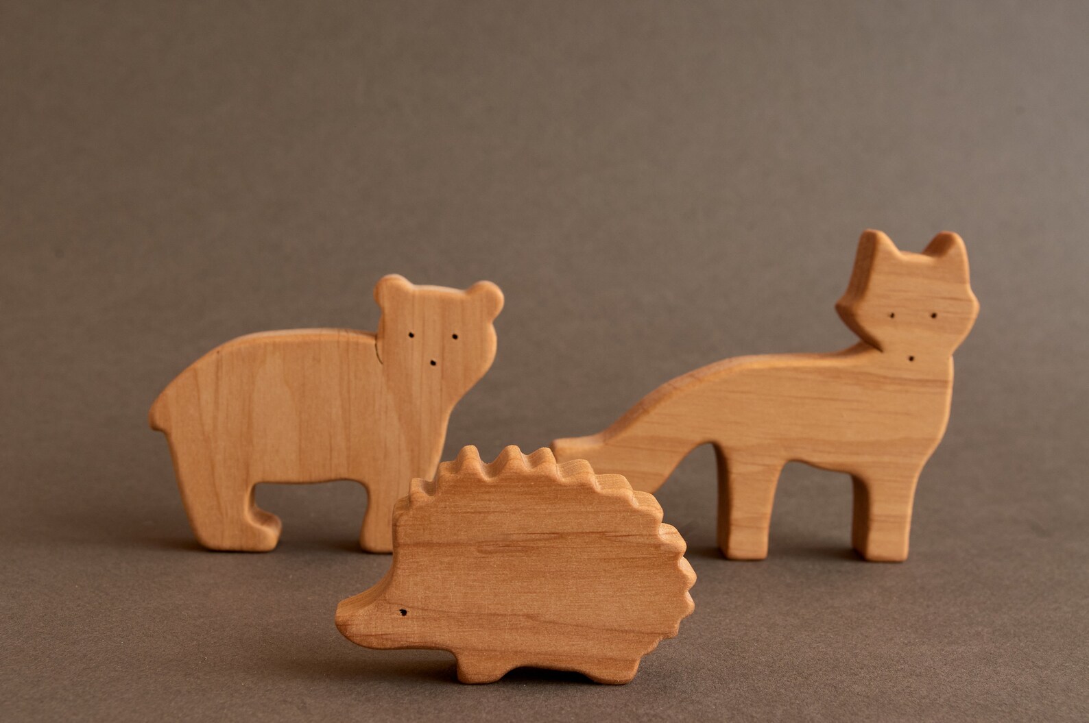 Wooden woodland animals Wooden toys Organic toys for baby Etsy