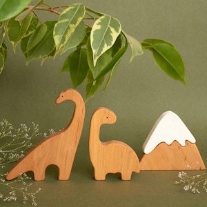 Early childhood wooden dinosaurs animals toys figurines toddler image 7