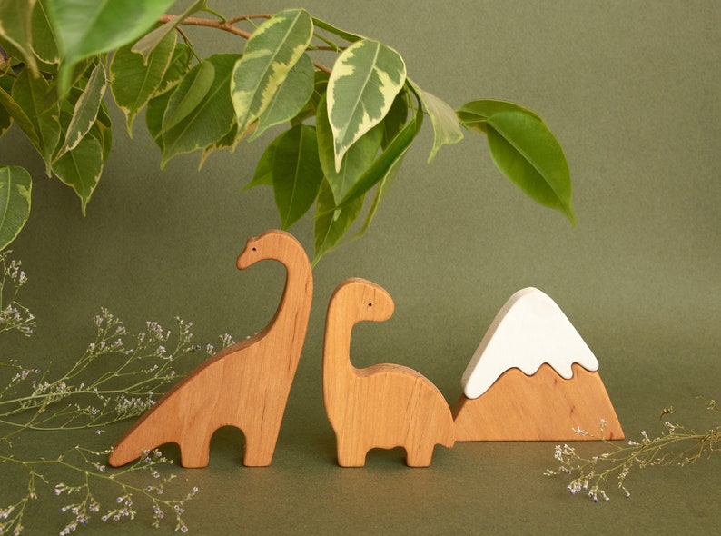 Early childhood wooden dinosaurs animals toys figurines toddler image 7