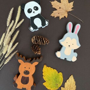 Wooden educational woodland animals toys figurines toddler image 5