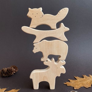 Preschool educational wooden woodland forest animals toys figurines toddler image 6