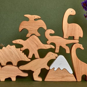 Wooden Jurassic period dinosaurs animals toys figurines toddler image 1