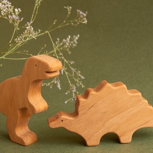 Early childhood wooden dinosaurs animals toys figurines toddler image 3