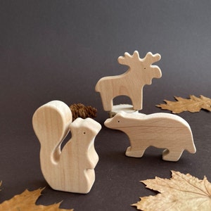 Preschool educational wooden woodland forest animals toys figurines toddler image 5
