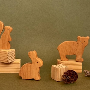 Cute open-ended plays wooden woodland forest animals toys toddler image 3
