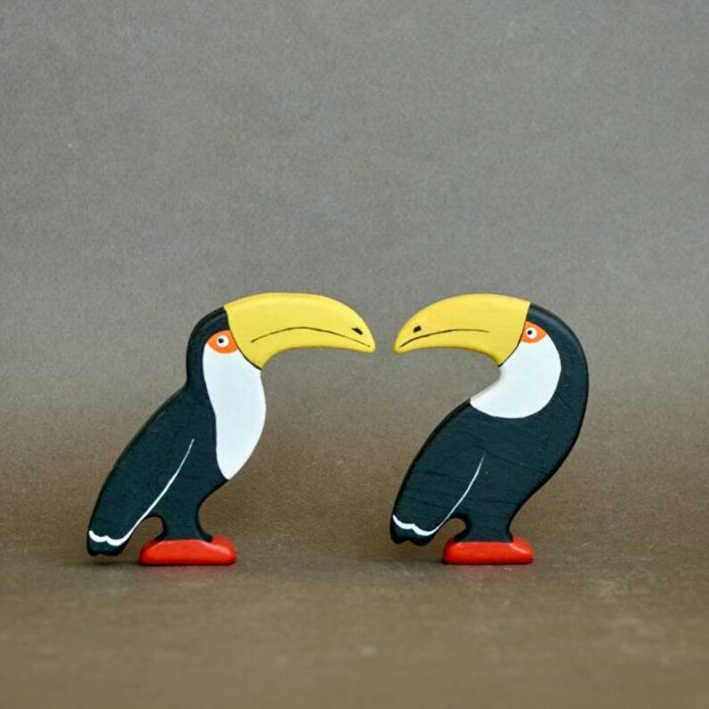 Simple design wooden toucans birds animals toys figurines toddler image 7