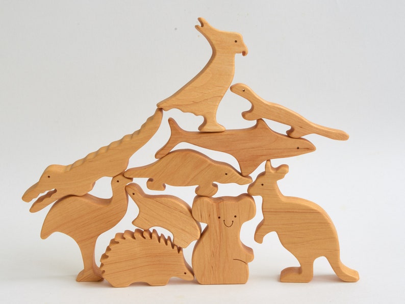 Wooden Toy Set Animal Play Set Organic Wood ToysAustralian Etsy