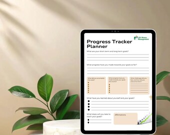 Fortschritt-Tracker-Planer PDF, organisiertes Fortschrittstagebuch für persönliches Wachstum, ideales Geschenk für Ziele
