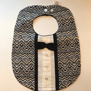 Dapper tuxedo bib. Handmade/washable.