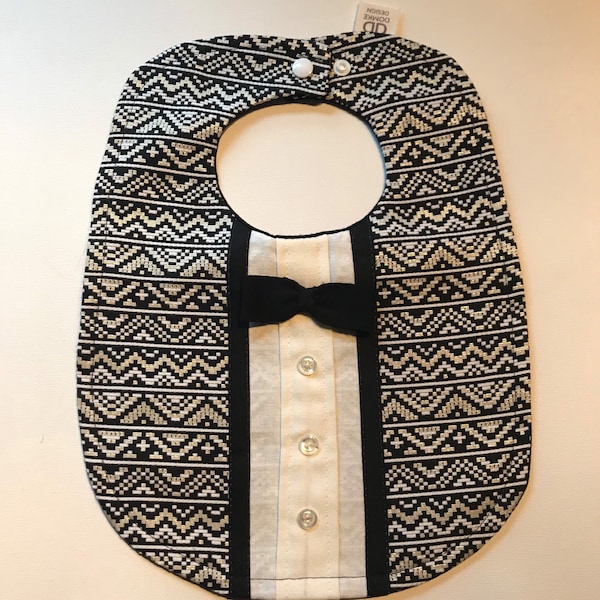 Dapper tuxedo bib. Handmade/washable.