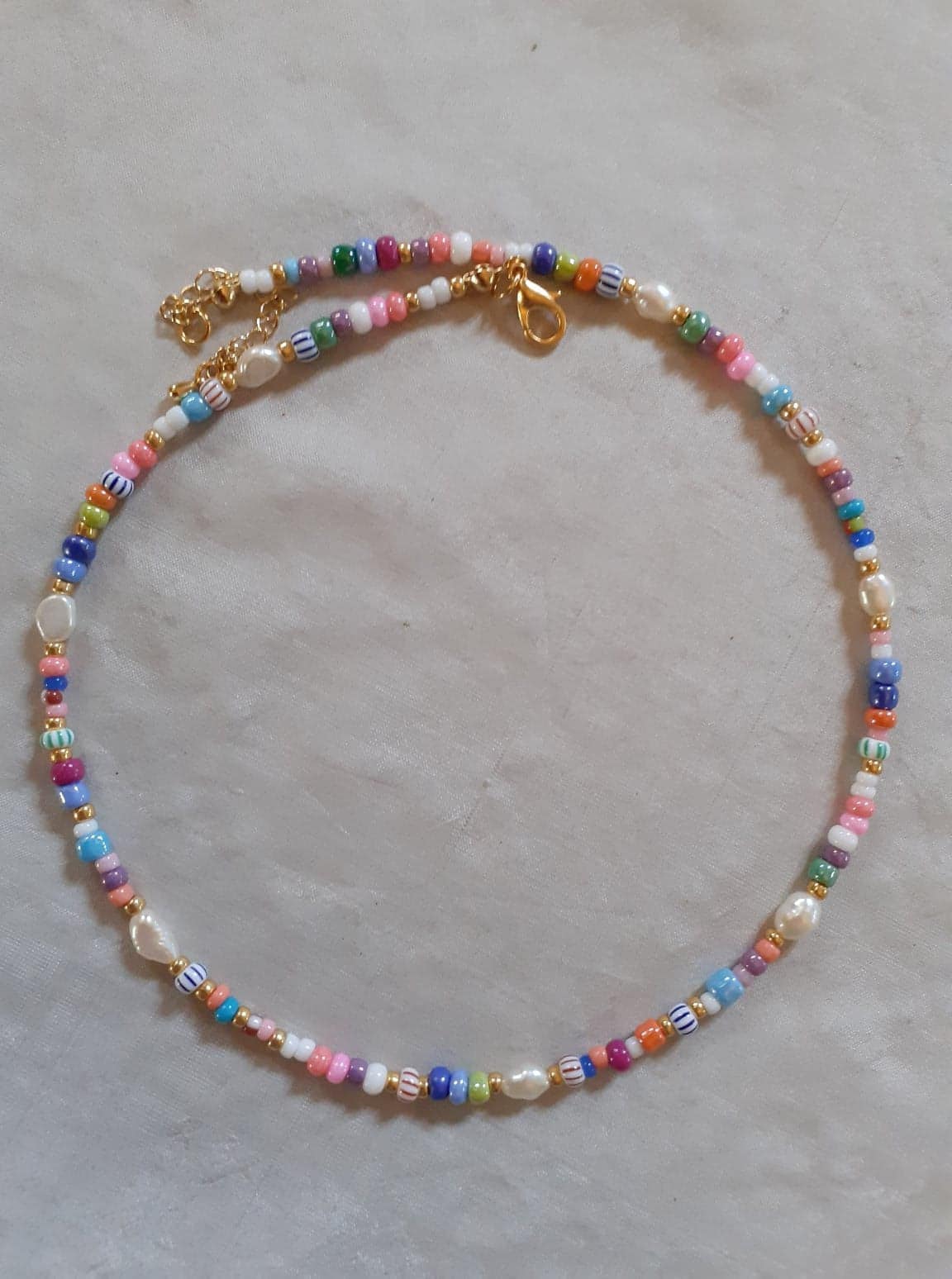 Colourful Bead and Pearl Necklace Beaded Necklace Beaded - Etsy
