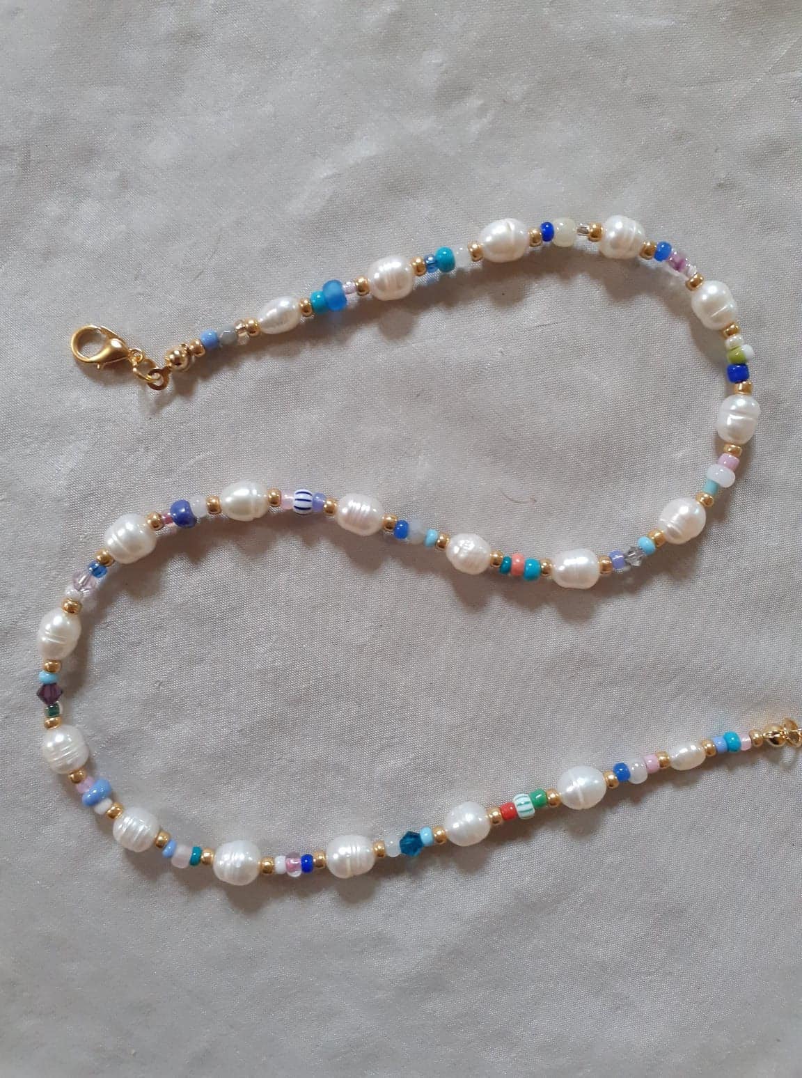 Colourful freshwater pearl beaded necklace