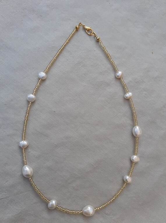 Freshwater Pearl and Gold Beads 