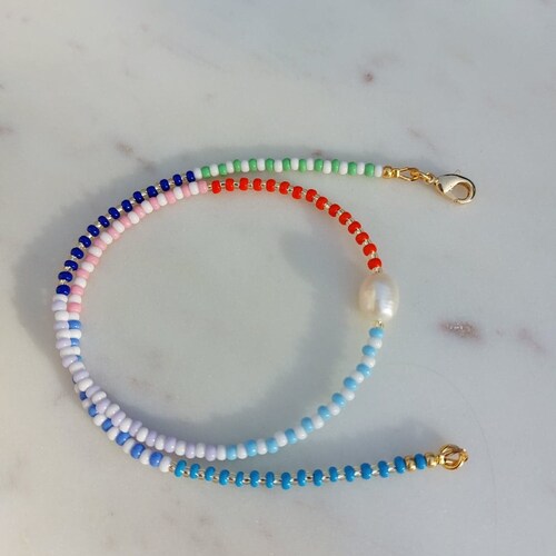 Süßwasser Zucchtperlen Halskette: Miyuki Rocailles, Boho Schmuck