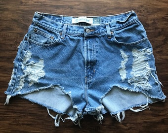 Hi Thigh Cut Off Distressed Short High Waist