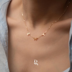Collar con letras de oro personalizado: collar con nombre personalizado relleno de oro de 14 quilates, collar con inicial minimalista, regalo de joyería con nombre delicado para mujeres