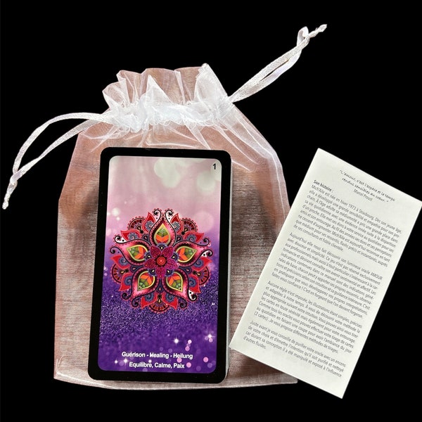 Amethyst Love Oracle basic game 52 trilingual cards delivered in an organza bag + instructions - easy to use