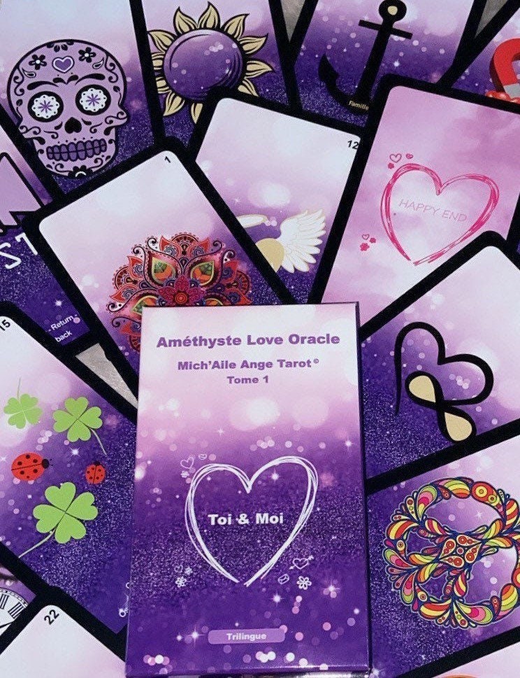 Améthyste Love Oracle Jeu de 52 Cartes Pour Répondre à Vos Questions Affectives + Notice Explicative