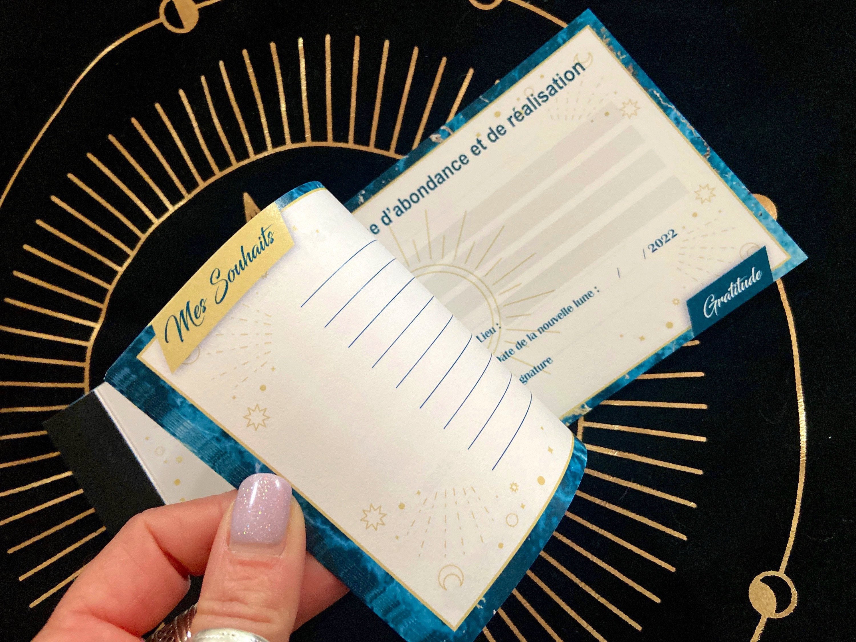 Carnet de 12 Chèques d'abondance + Calendrier Lunaire Des Nouvelles Lunes 2022 Inclus Conseils d'uti