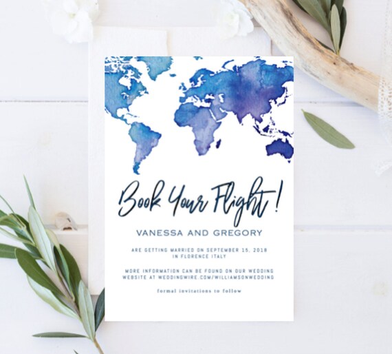 editable world map save the date invitation template destination wedding world traveler instant download editable world map