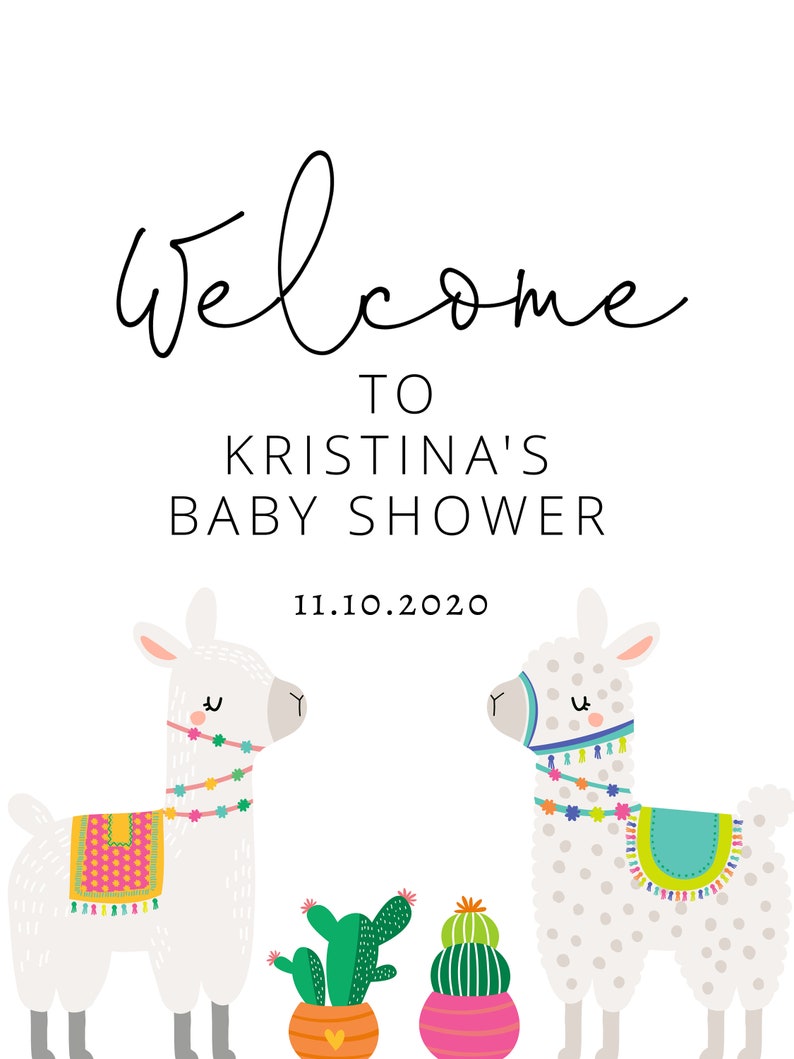 Editable Llama and Cacti Baby Shower Signs Includes 4 Etsy
