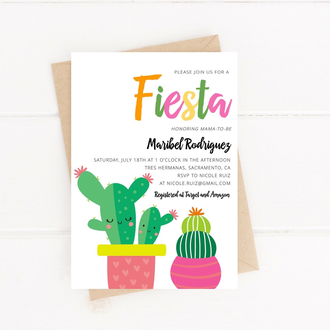 Editable Fiesta Baby Shower Invitation Cacti Baby Shower Etsy