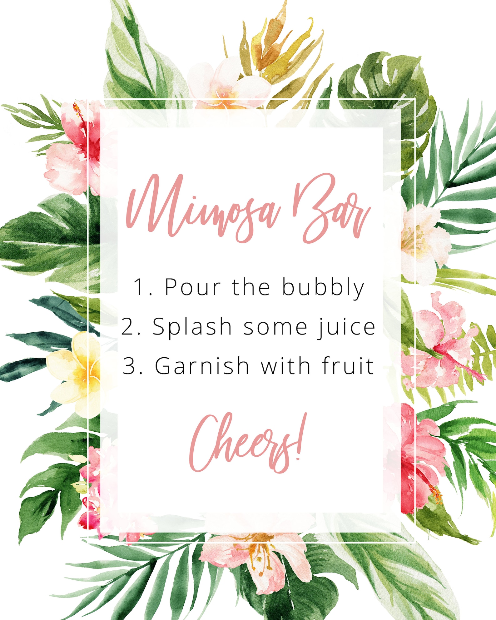 Editable Tropical Mimosa Bar Template Printable Template Etsy