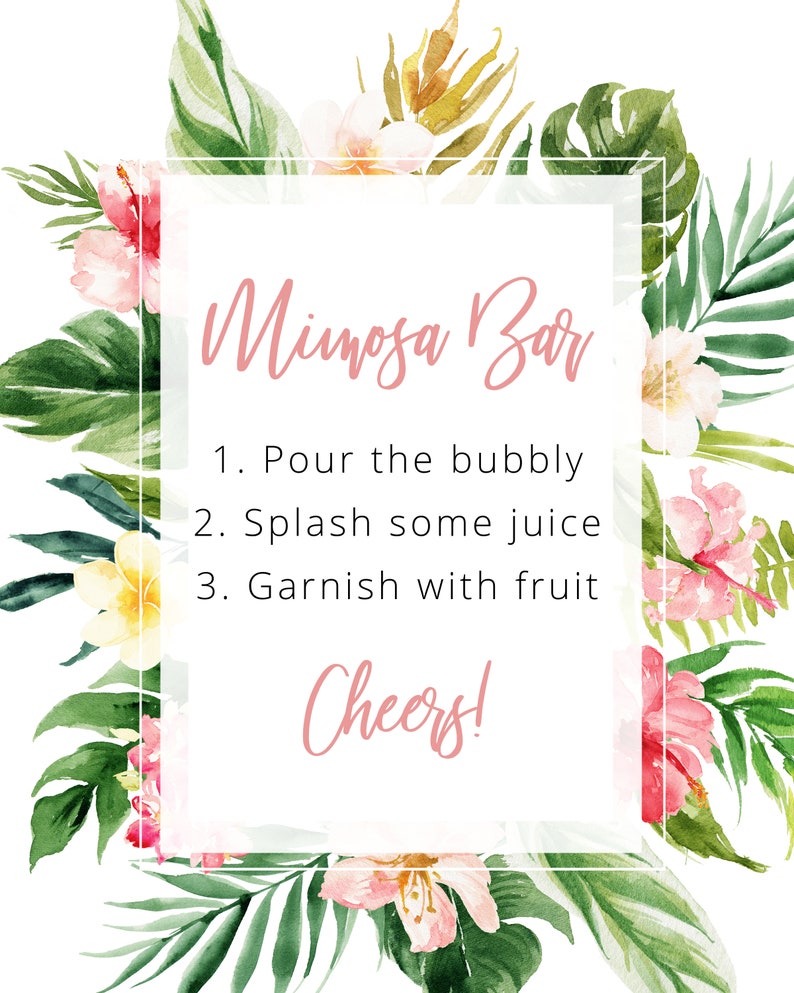 Editable Tropical Mimosa Bar Template Printable Template - Etsy
