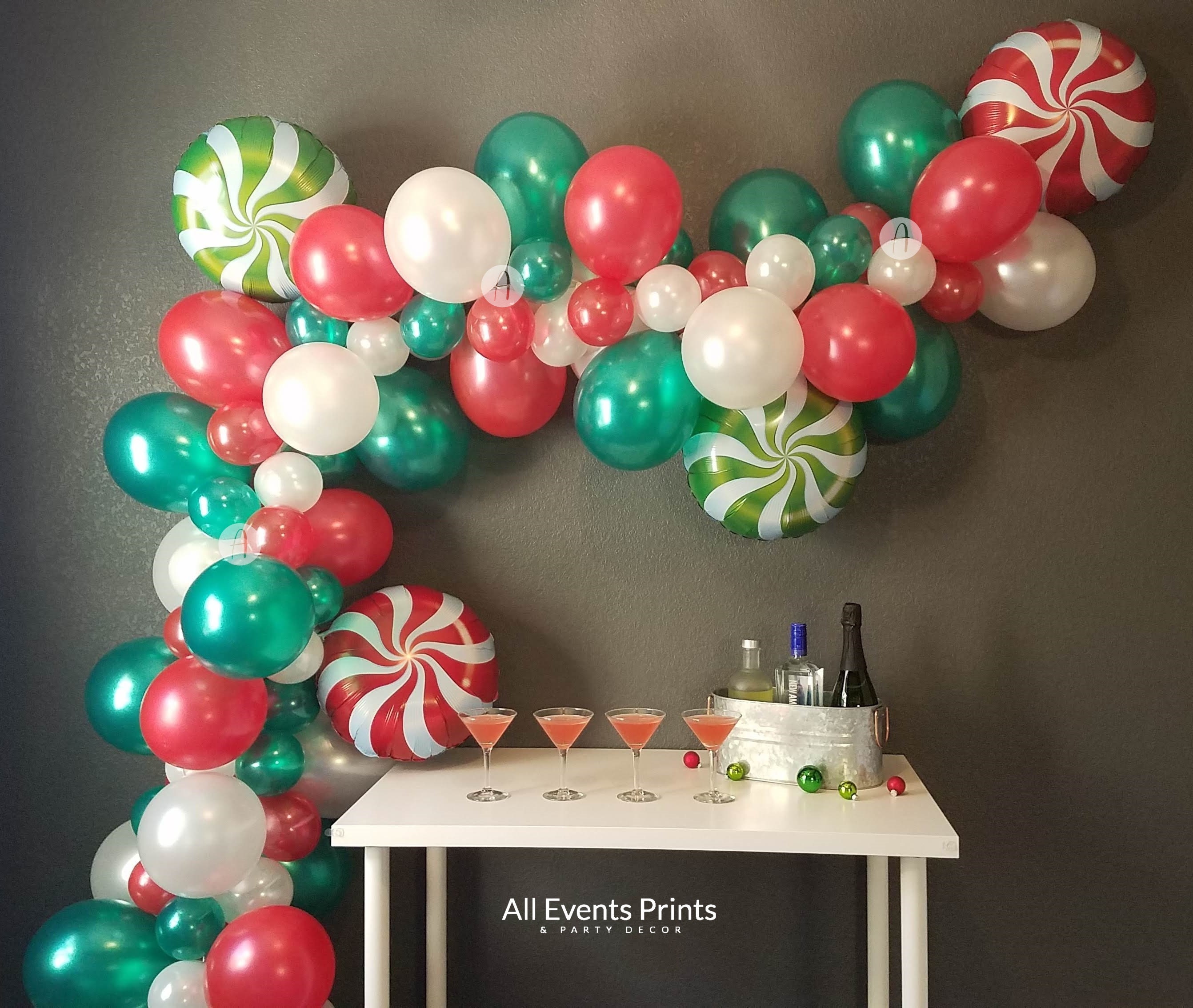 Christmas is Coming Peppermint DIY Balloon Garland Kit 5' 15', Includes  Pump & Wall Hooks 