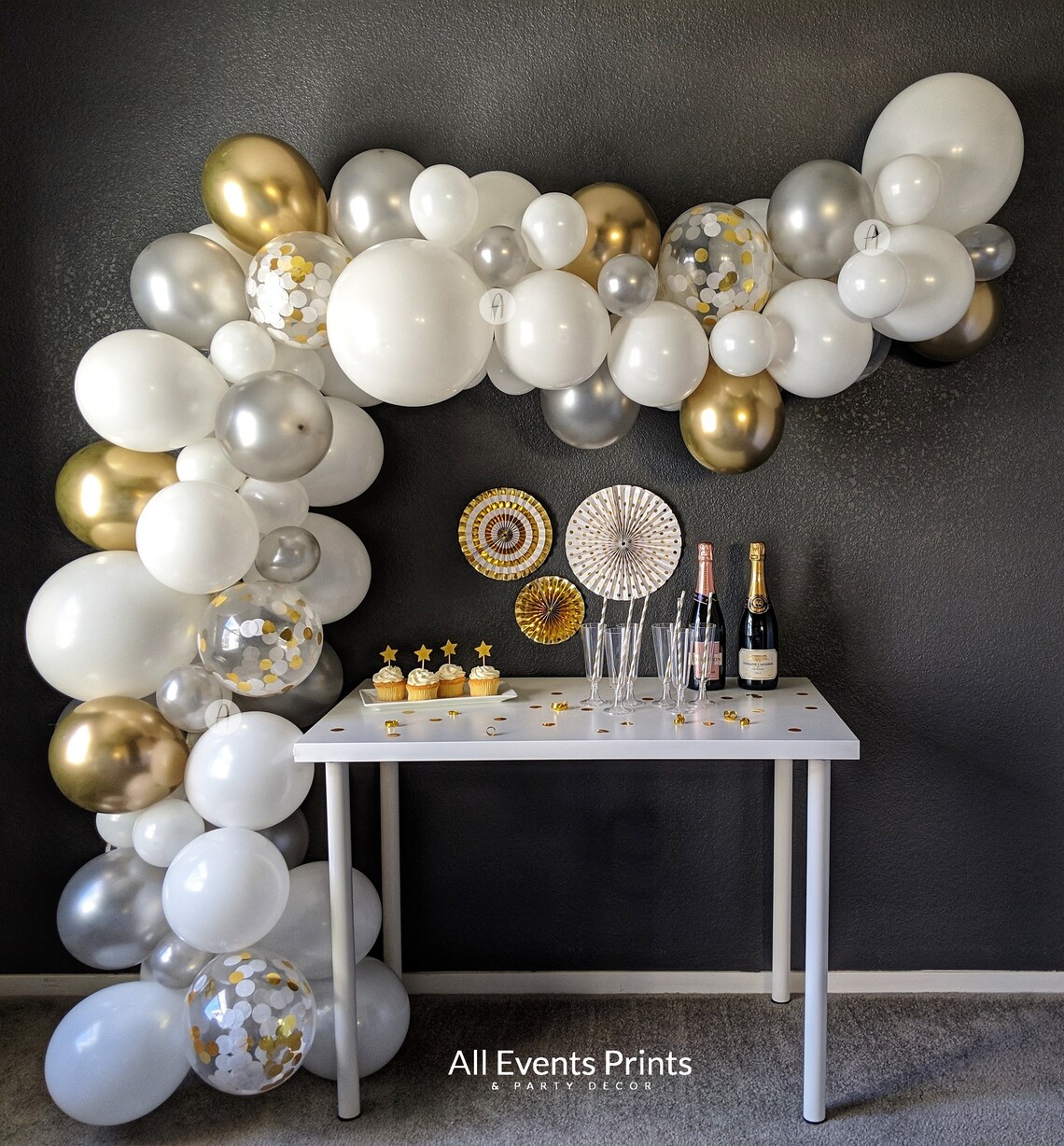 Silver Gold and White Balloon Garland DIY Kit 5' to Etsy