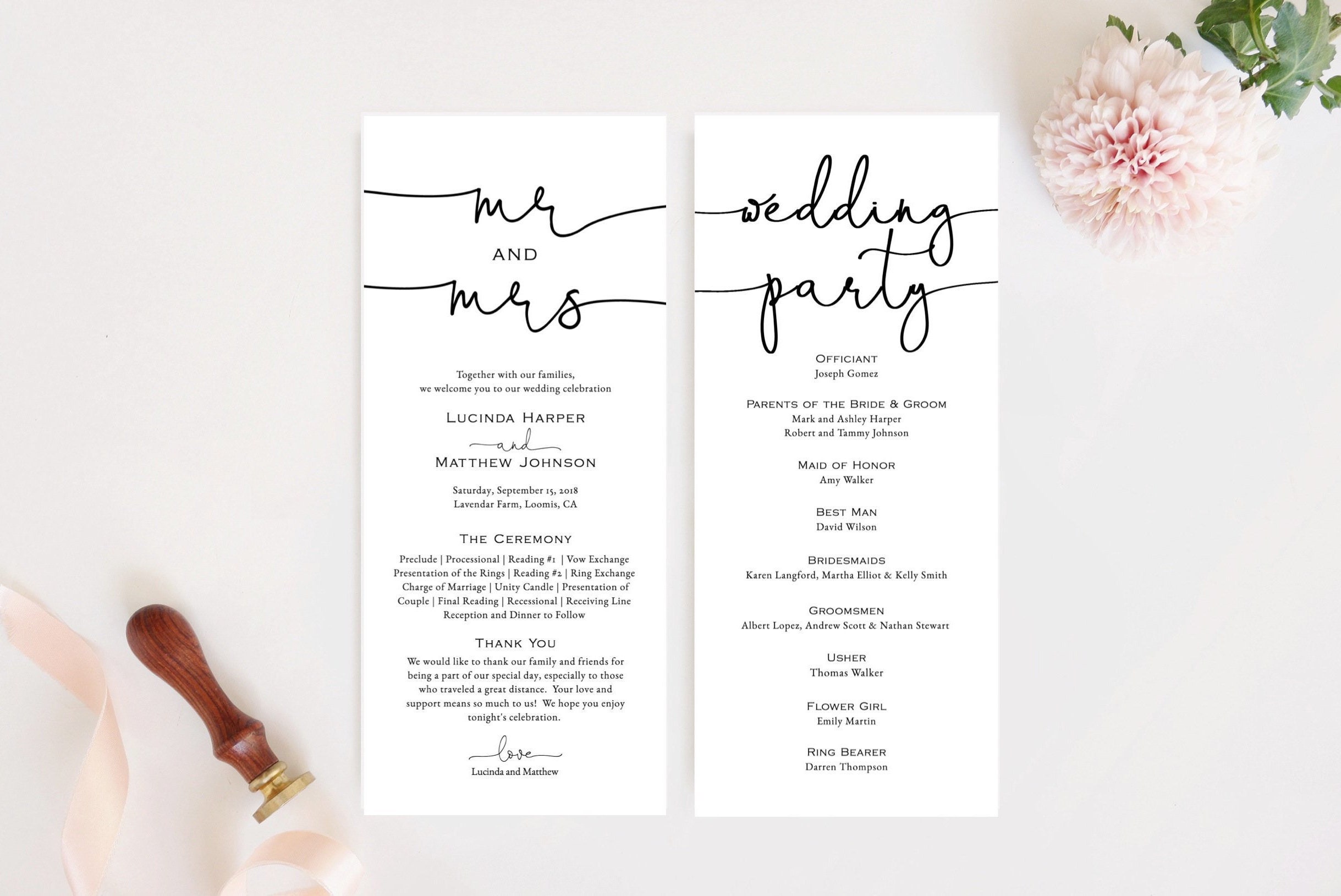 Editable Wedding Program Template Modern Wedding Program Etsy