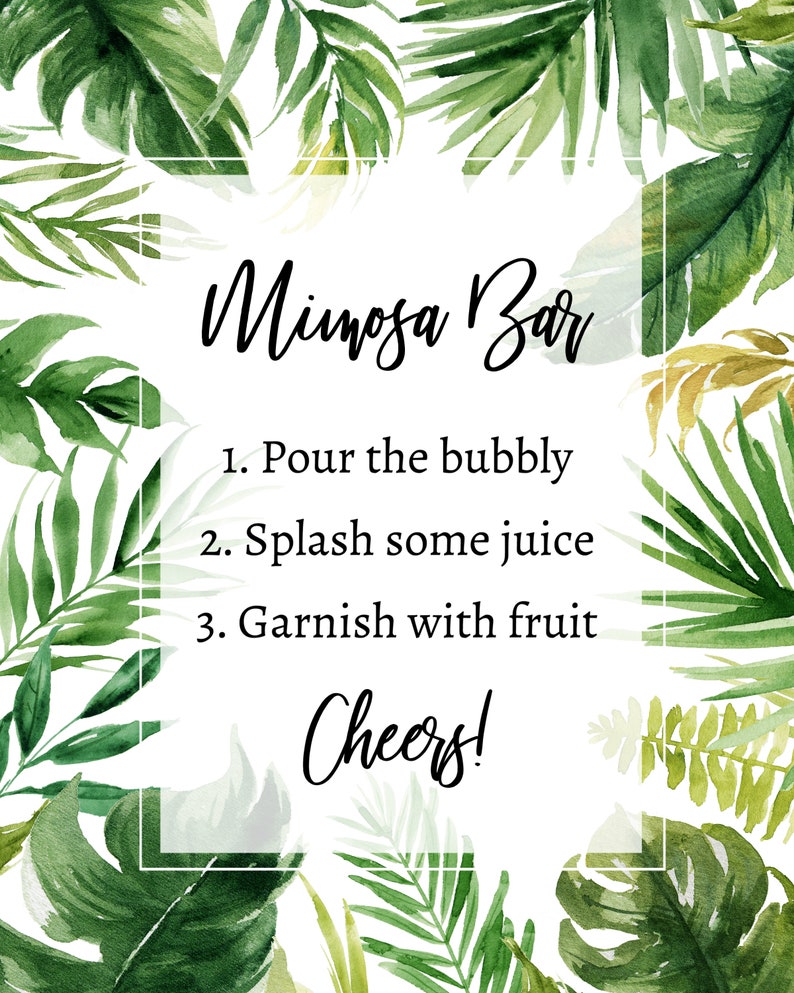Editable Tropical Mimosa Bar Template Printable Template - Etsy