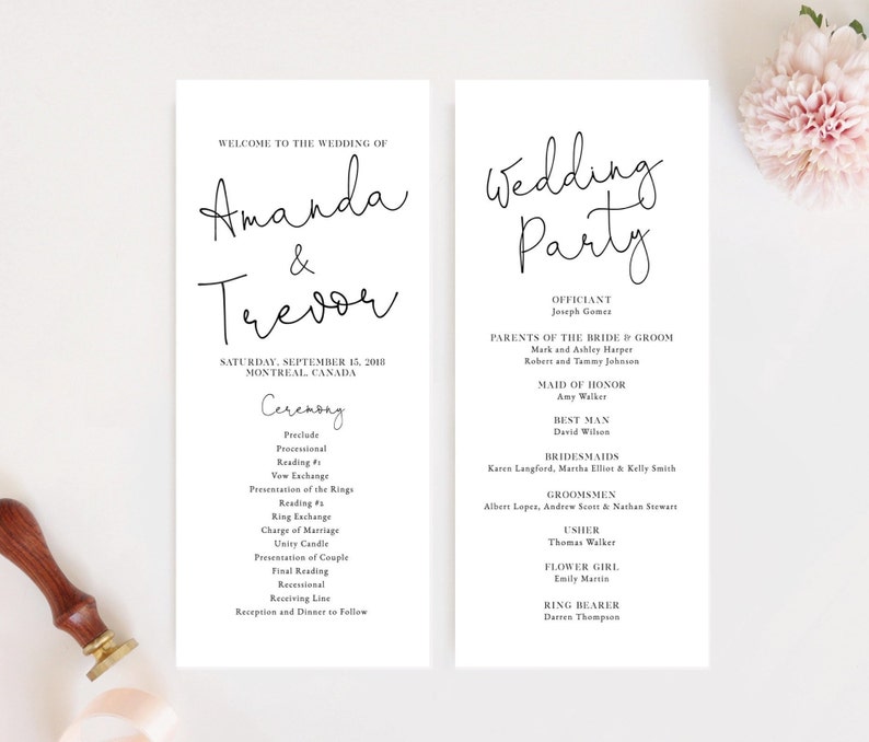 Modern Wedding Program Templates