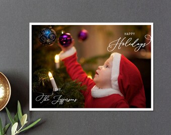 Editable Holiday Photo Card Template, Merry Christmas Card, Instant Download