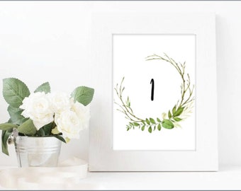 Table Numbers 1-60 - Wedding/Greenery Theme