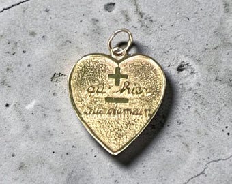 Vintage Mid-Century Love Charm "More than Yesterday" in 14k Yellow Gold